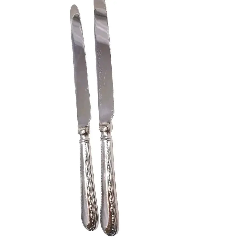 Towle 3 Dinner Knives BEADED ANTIQUE 9” Stainless Flatware Holiday‎ Mid Century